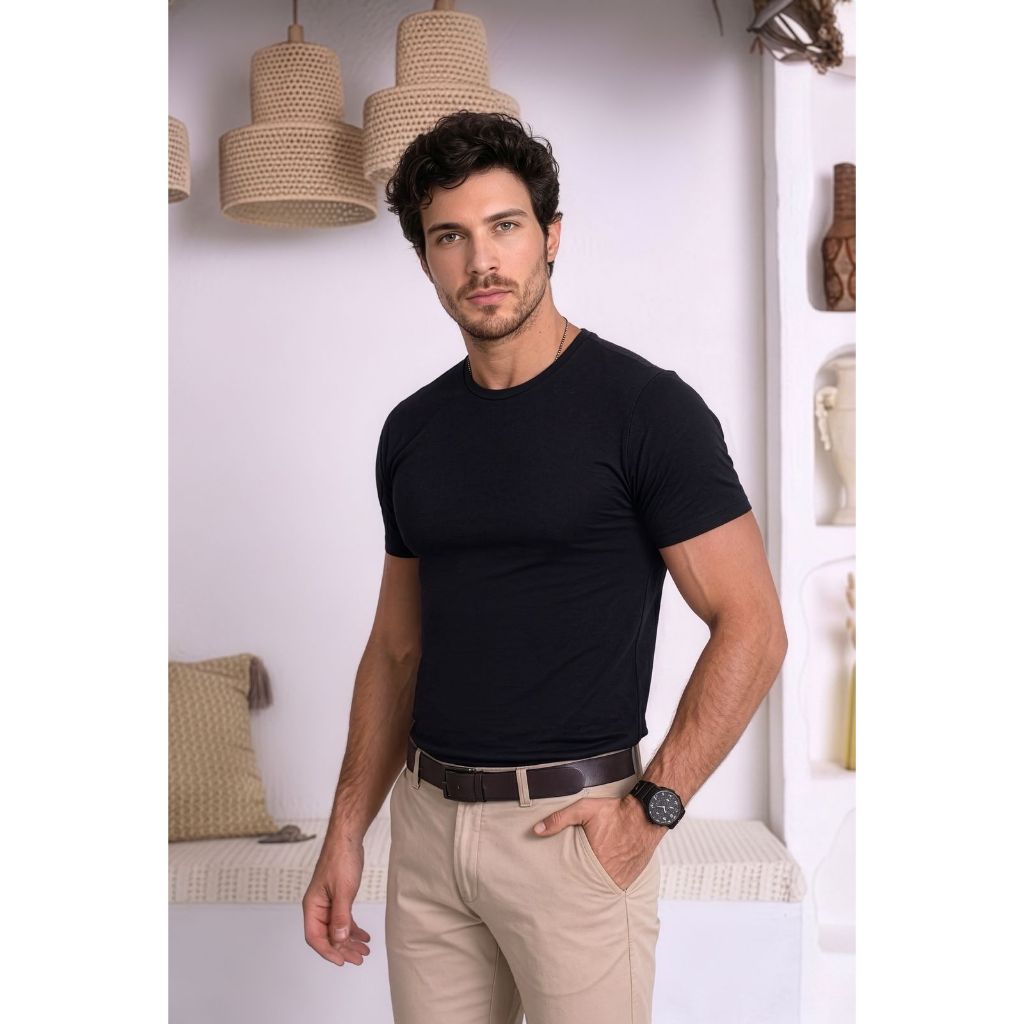 Camiseta Masculina Gola O Camisa Básica Lisa Casual Moderno