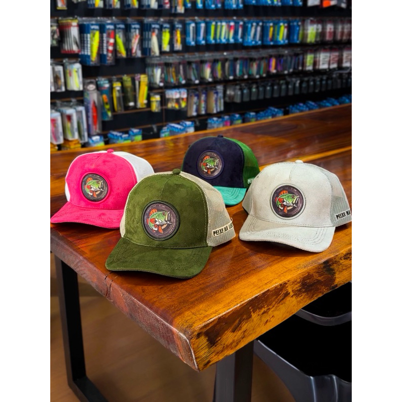 Boné de Pesca Esportiva Pescador Peixe na Lente Redinha trucker tela ajustável