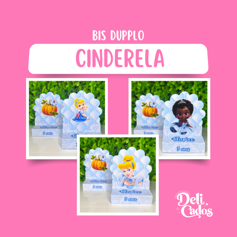 Porta Bis Duplo Personalizado PRINCESA CINDERELA BABY CINDERELA PRETA| Lembrancinha Decoração Presente COLADO
