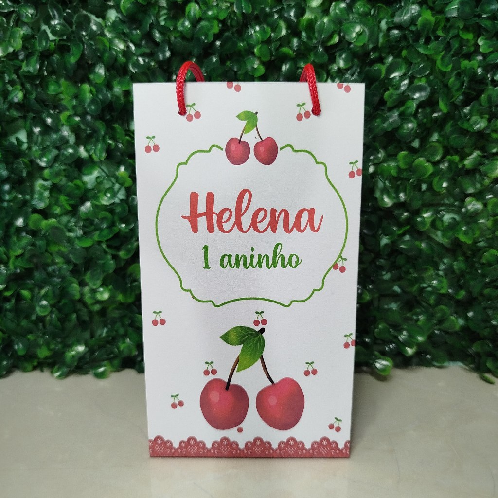 Sacolinhas Personalizadas Cerejinha Lembrancinha de Aniversário Festa Infantil