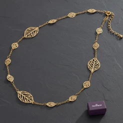 Colar Rommanel Com Folhas Vazadas Trabalhadas Banhado Ouro Original