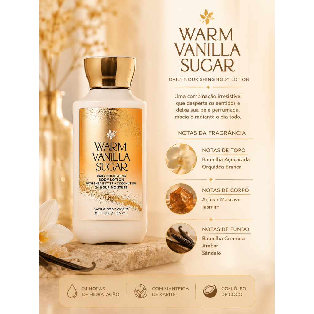 Loção Hidratante Warm Vanilla Bath and Body Works 236ml