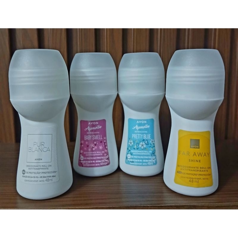 kit Combo 04 unds Desodorante Antitranspirante Roll On Feminino Avon 48ml Vegano.