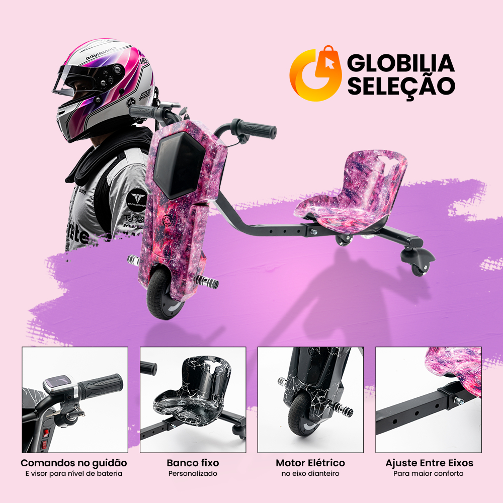 Triciclo Infantil Elétrico Drift  com Bluetooth MP3 com Bandeirinha, 200W de Alta Potên...