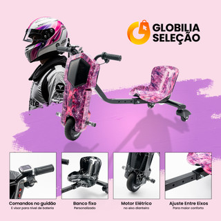 Triciclo Infantil Elétrico Drift  com Bluetooth MP3 com Bandeirinha Alta Potência Três Velocidades Ajustáveis