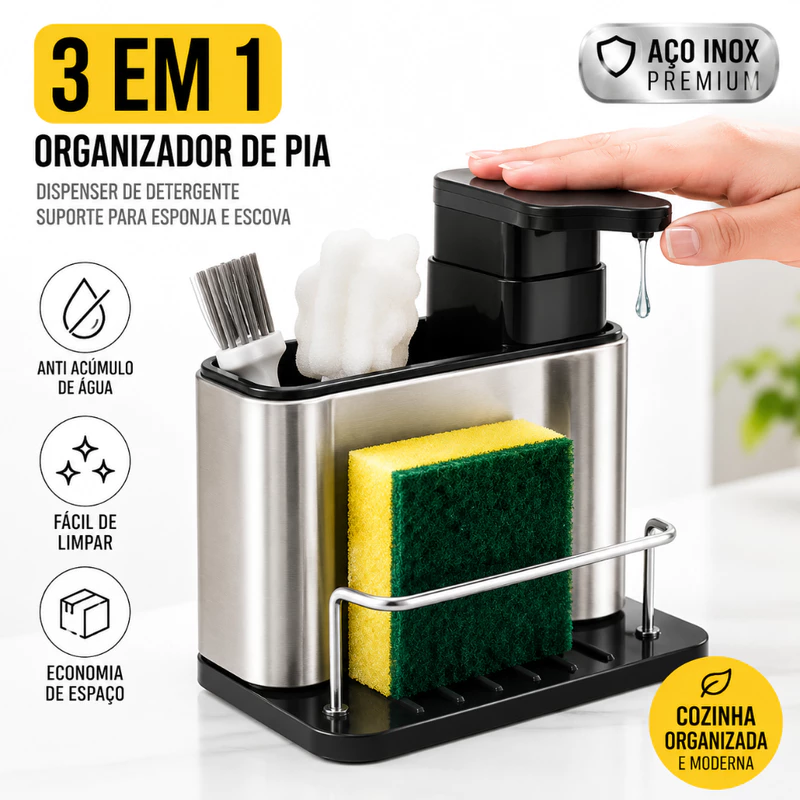 Organizador de Pia 3 em 1 por R$34,99 🧼