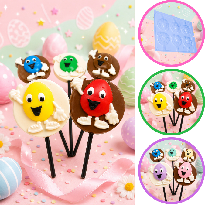 1~10 Forma Simples Pirulito Ovo Rindo 9785 - (D5) em Acetato BWB Para Bombom e Doces de Chocolate.(CHOCO)