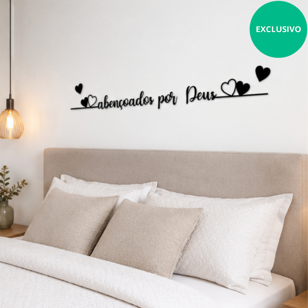 Frase Abençoados por Deus Decorativo de Parede Religioso MDF Decoração Cabeceira e Sala — imagem 2 de 2