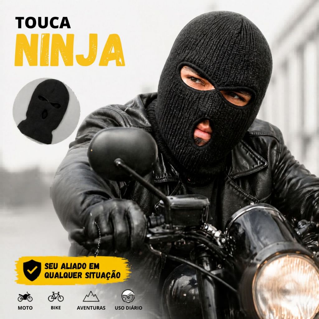 Touca Ninja Balaclava Motoqueiro Frio Proteção Vento Ciclismo Moto Unissex Confortável Térmica