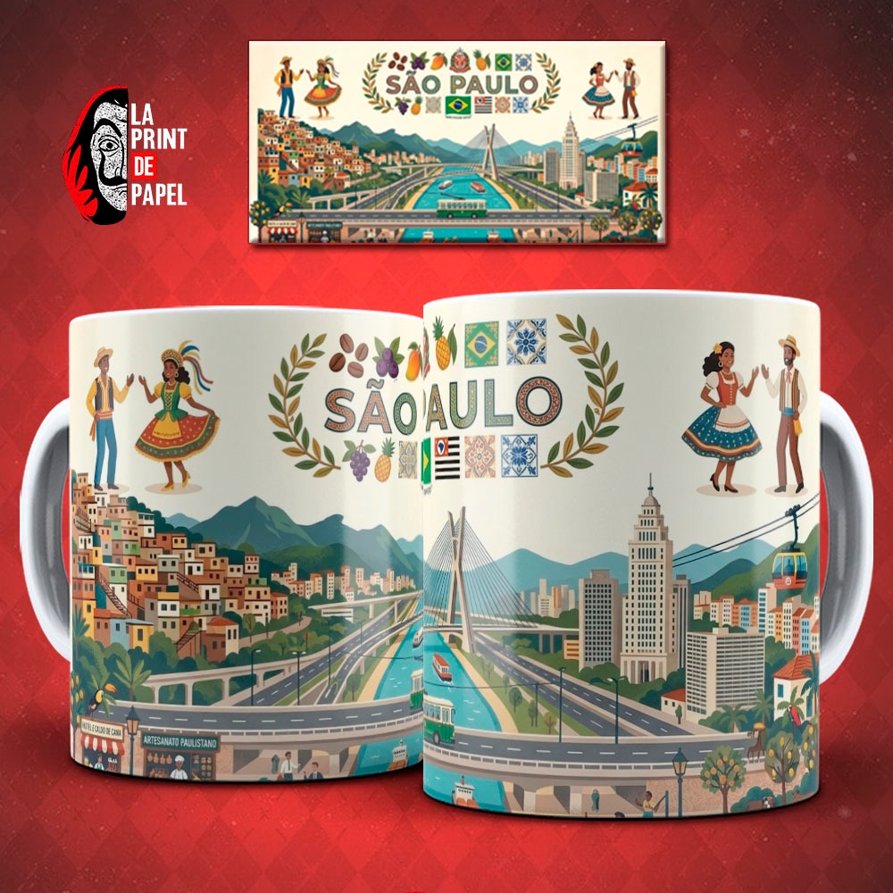 Caneca Personalizada São Paulo Avenida Paulista 325ml Nome Souvenir Brasil Cidade