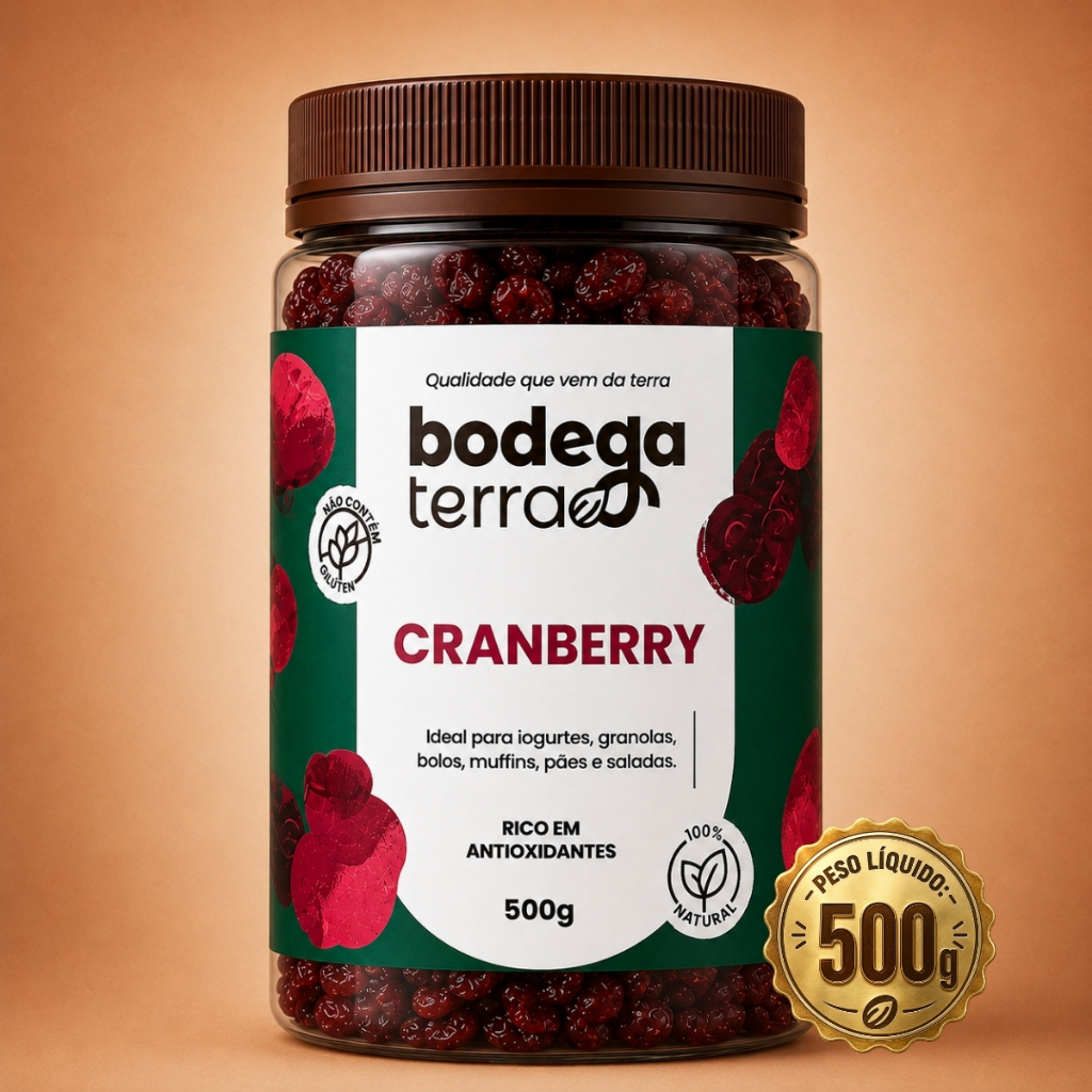 Cranberry Desidratada 500g Sem Glúten Natural Rica Em Antioxidantes Premium