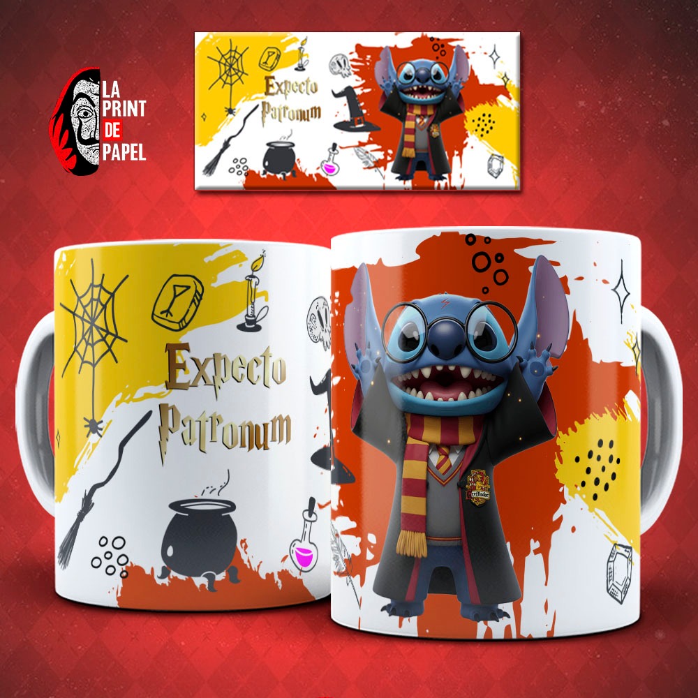 Caneca Stitch e Harry Potter 325ml Disney Fofura e Magia Colecionável