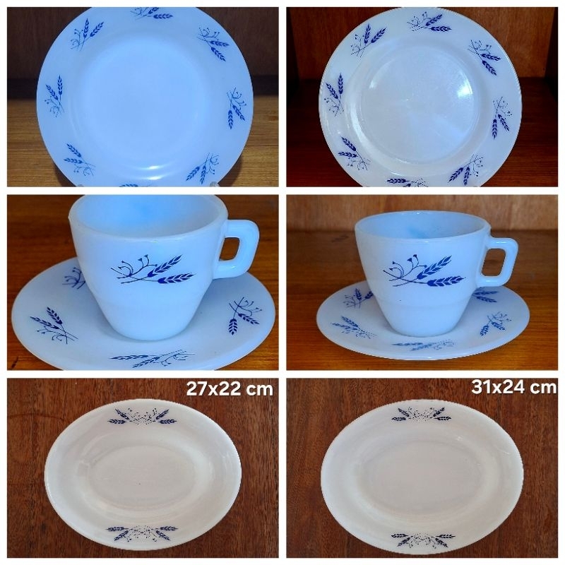 Louças Colorex Triguinho Azul: Prato de Sobremesa, Prato Raso,  Xícara de Café, Xícara de Chá, Travessa Oval
