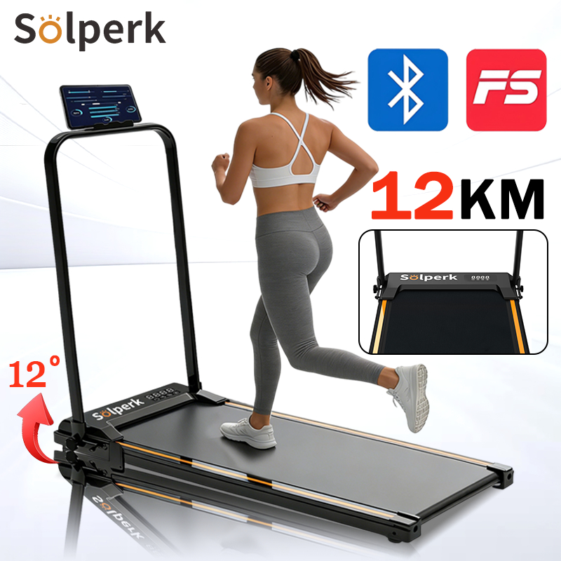 Solperk Esteira Elétrica Ergométrica 2.0HP Dobrável Silenciosa Bluetooth 12km/h Capacidade 120kg 110V/220V