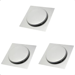 Kit 3 Ralo Click 10x10 Quadrado Inteligente Banheiro Metal