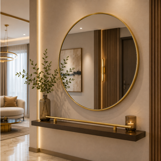 Espelho Redondo Decorativo Moldura Maleável 40cm 50cm e 60cm Preto Prata ou Dourado