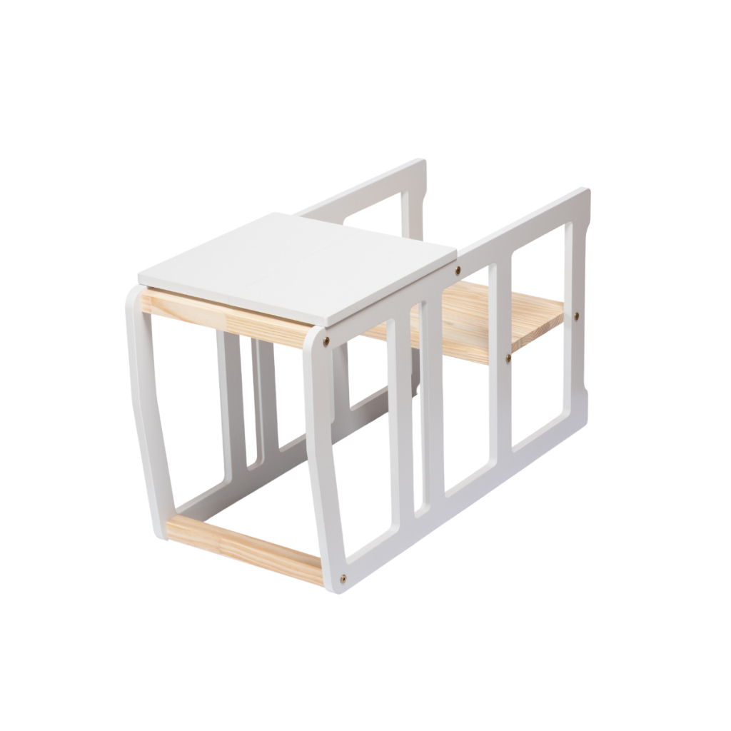 Mesa com cadeira 4em1 Infantil MDF laca Cadeirão Educativo OFFWHITE pintada alimentação