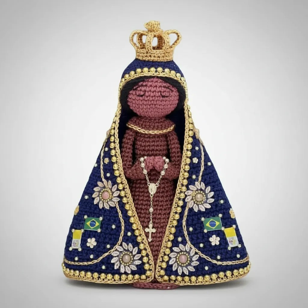 Nossa Senhora Aparecida Amigurumi Crochê Artesanal Decoração Católica Santinha