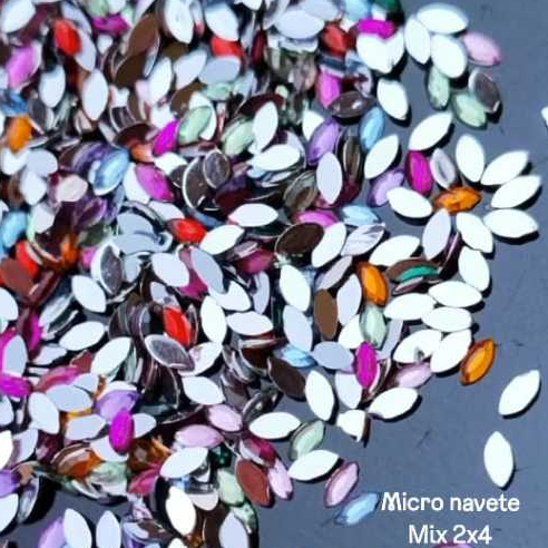 500 micro navete 2x4 varias cores a escolha - pedrarias para adesivos e joias de unhas