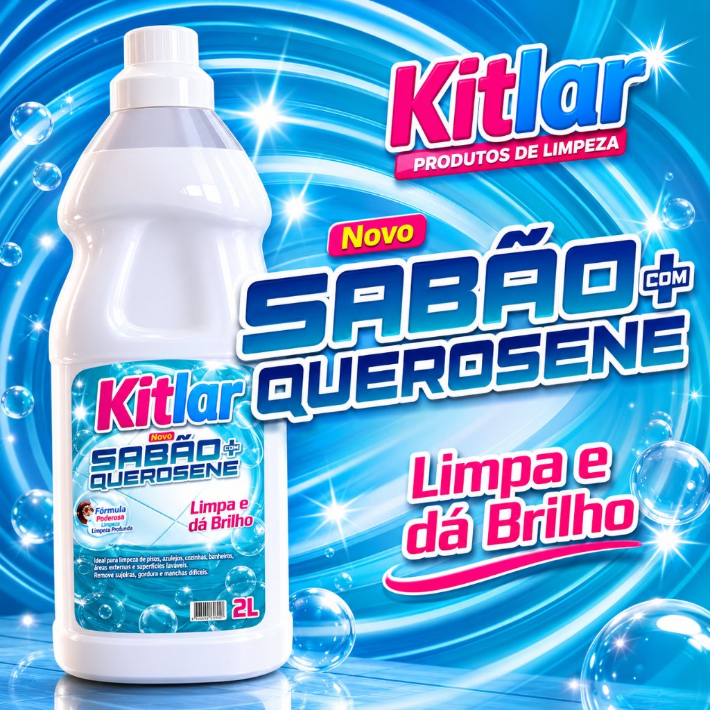 Sabão de Querosene 2L e 5L Kitlar Limpa Piso Porcelanato Vidro Azulejo Dá Brilho