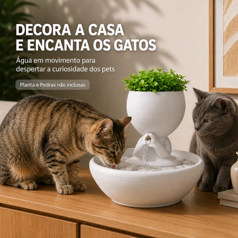 BEBEDOURO PARA GATOS FONTE DE ÁGUA ZEN BIVOLT CASCATA DECORATIVA