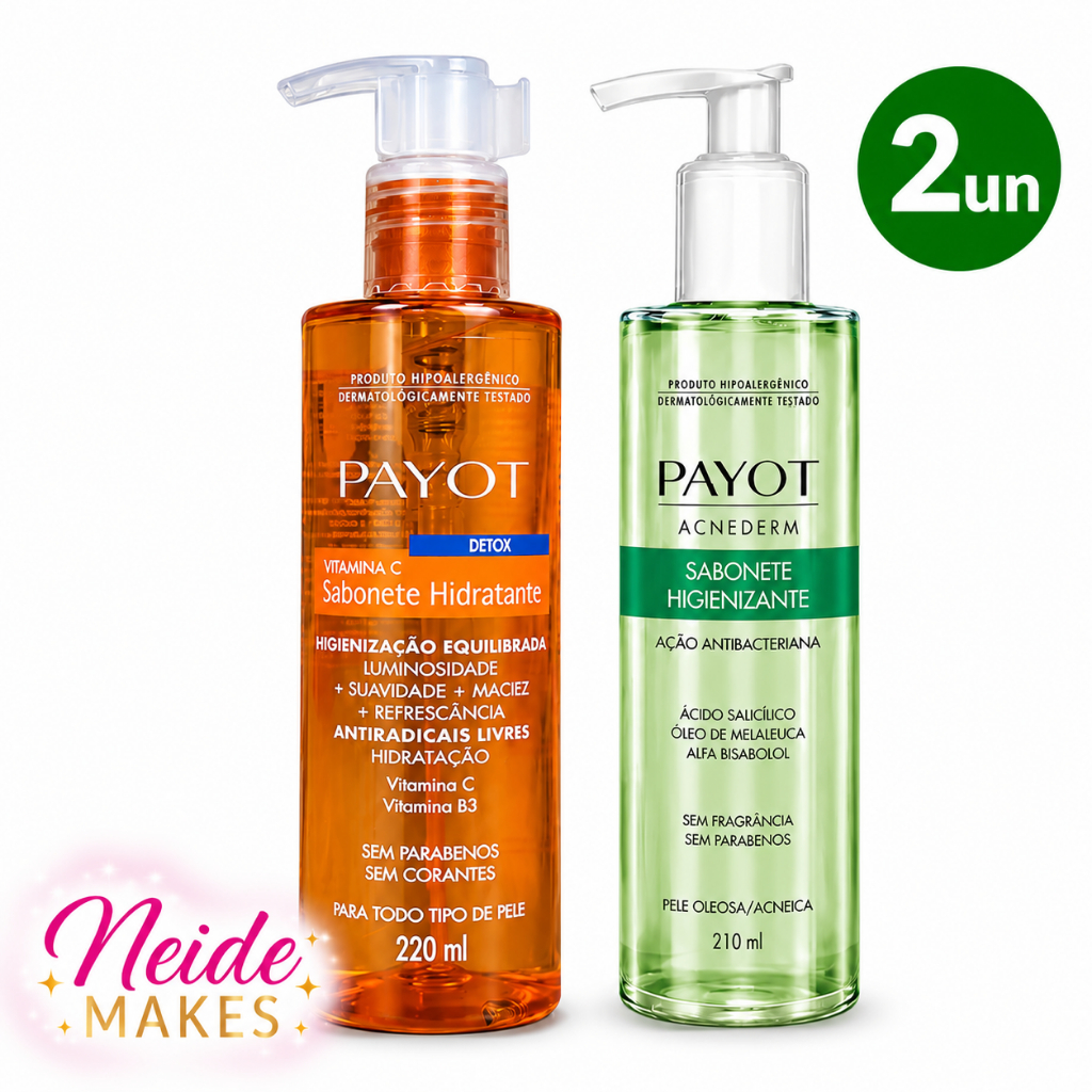 Sabonete Líquido Facial Vitamina C e Sabonete Acnederm Payot - 220ml E 210Ml -Original