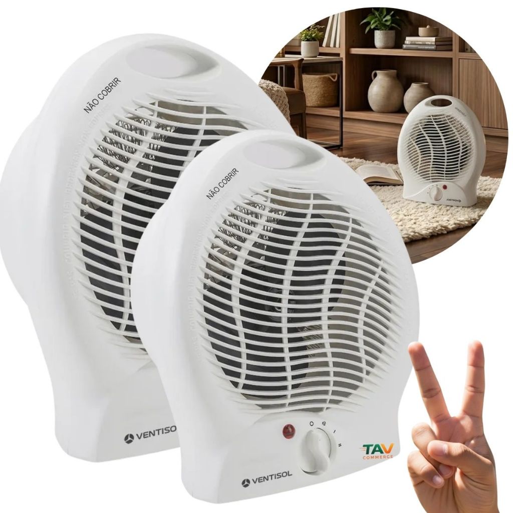 KIT 2 Aquecedor Elétrico Ventisol Portátil Premium Econômico Doméstico Esquenta Rápido 220v