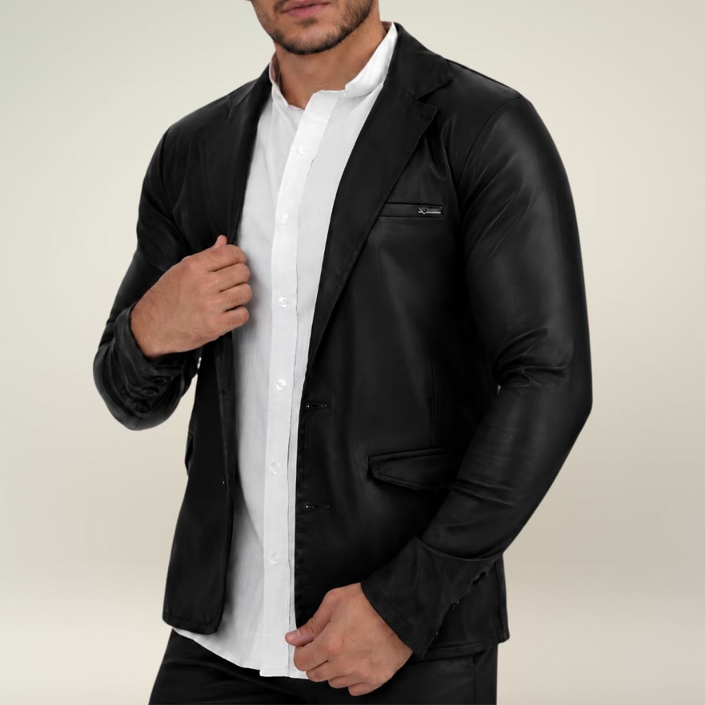 Blazer Slim Masculino Resinado Premium Elegânte Caimento Perfeito e Sofisticação Exclusiva Paleto