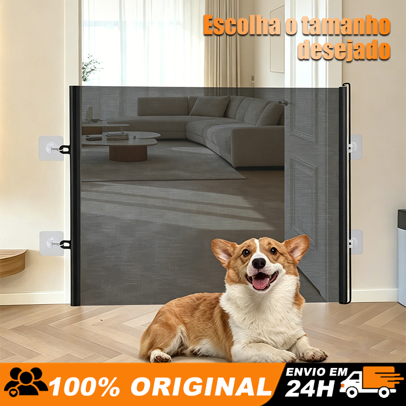 Tela de Proteção Retrátil Anti-pulo para Cachorro e Gato Ajustável 110cm/150cm/180cm