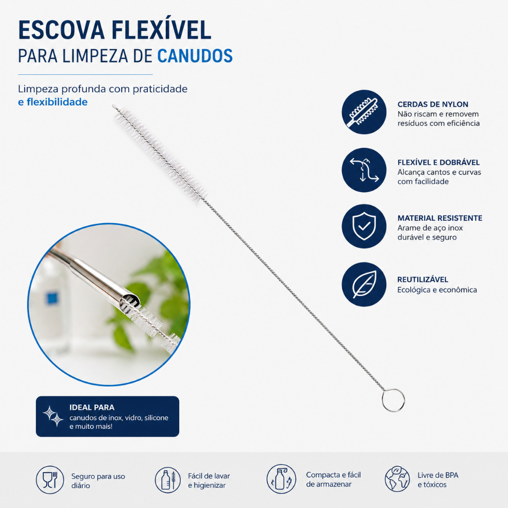 Escova de Limpeza de Canudo Garrafa Térmica