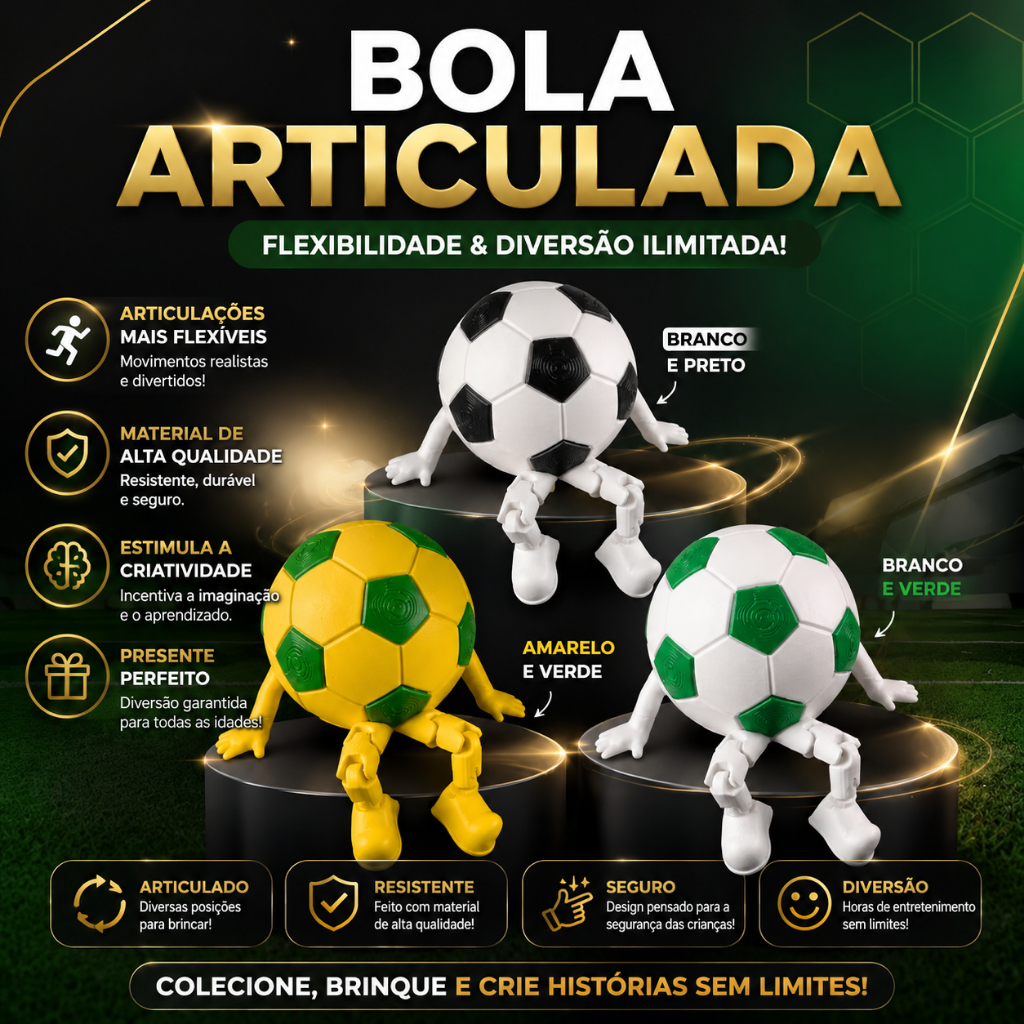 Bola de Futebol Articulada | Brinquedo Temático da Copa do Mundo e Futebol