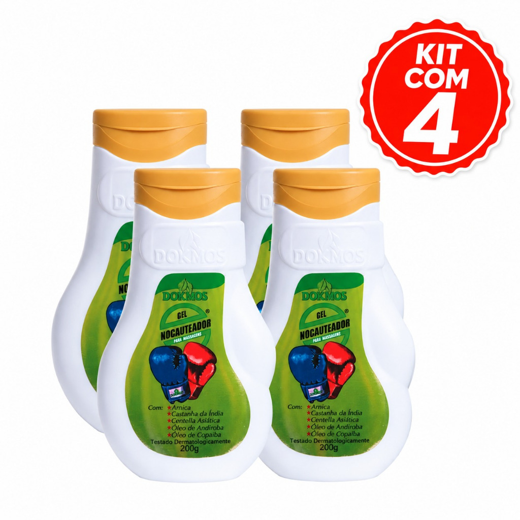 Kit Com 4 Gel Nocauteador Para Massagens Dokmos 200g Original
