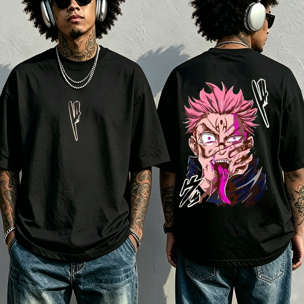 Camiseta Estampada Oversized Anime Treino Academia Naruto Sukuna Maldição Algodão Feminino Masculino