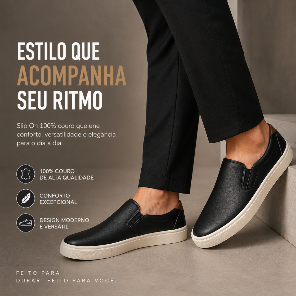 Sapatenis Iate Slip On Masculino 100% Couro Casual Confortável Premium
