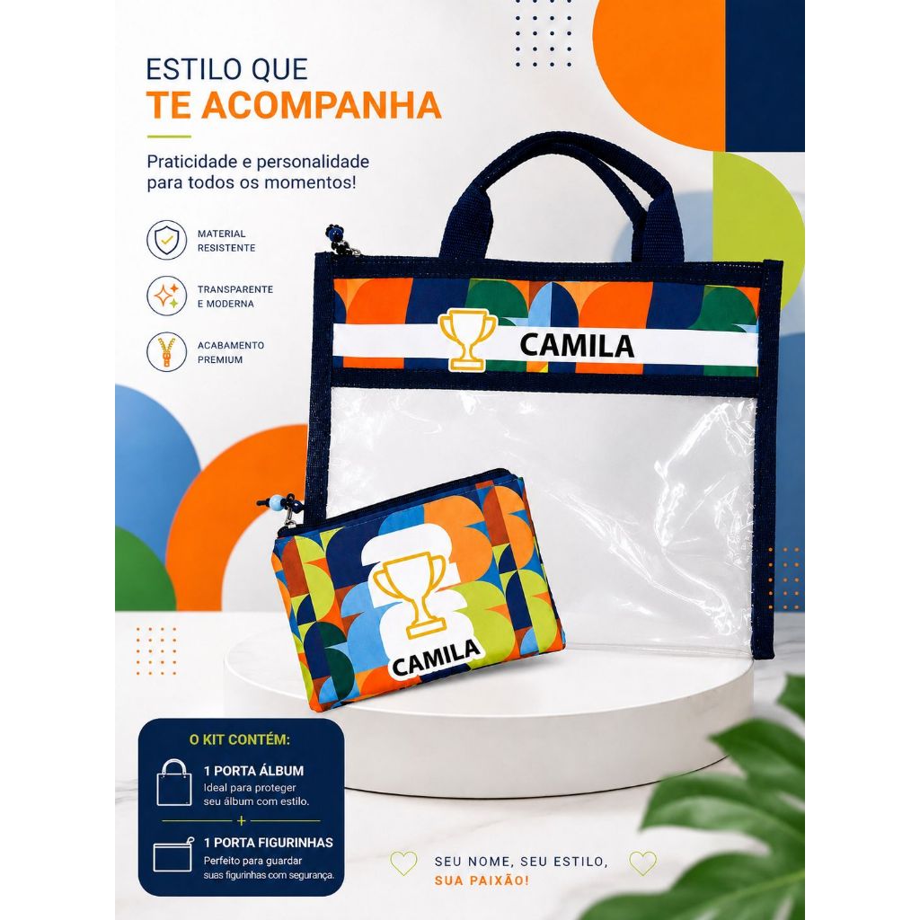 KIT COPA DO MUNDO 2026 PERSONALIZADO - MALETA PARA ÁLBUM E PORTA FIGURINHAS