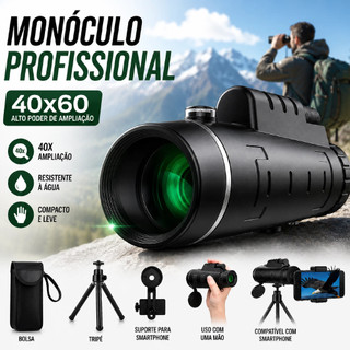 Monóculo Telescópio HD 40x60 Portátil com Zoom (com Tripé e Suporte para Celular)