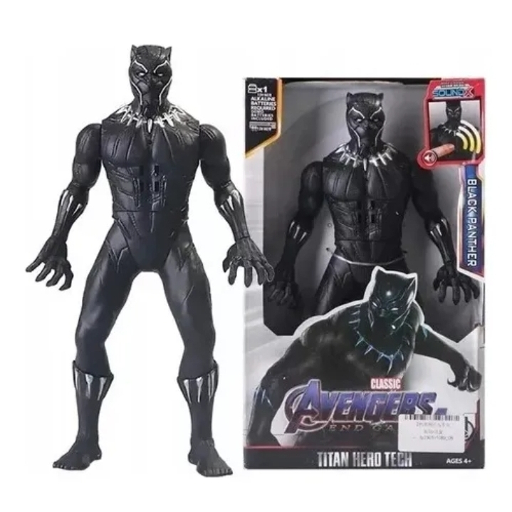 Boneco Pantera Negra Articulado Grande 30 Cm Com Luz E Som