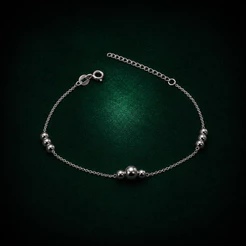 Pulseira Prata 925 Legítima com Bolinhas Laterais Design Delicado Feminino