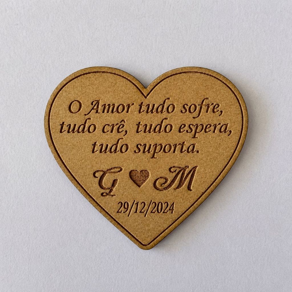 Kit Imãs Casamento Personalizado MDF Coração Lembrancinha Noivos Bodas Chá Bar Igreja Lembrancinha em Madeira MDF