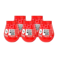 Kit com 5 máscara de hidratação Matizadora #todecacho Vermelhão do Poder Salon Line 500g