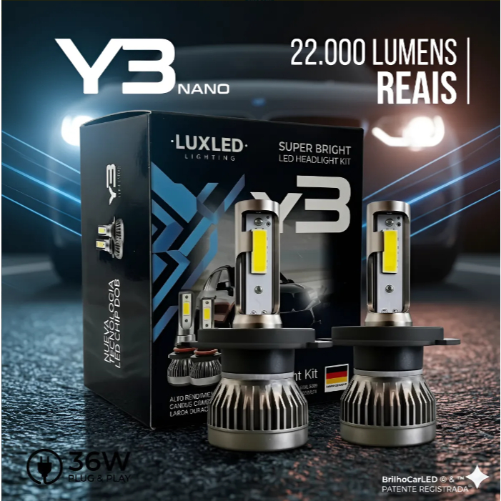 Kit Lâmpada Ultra Led Nano 22000lm 6500k H1 H4 H7 H11 HB3 HB4 H3 H27 H13 Super branco Forte
