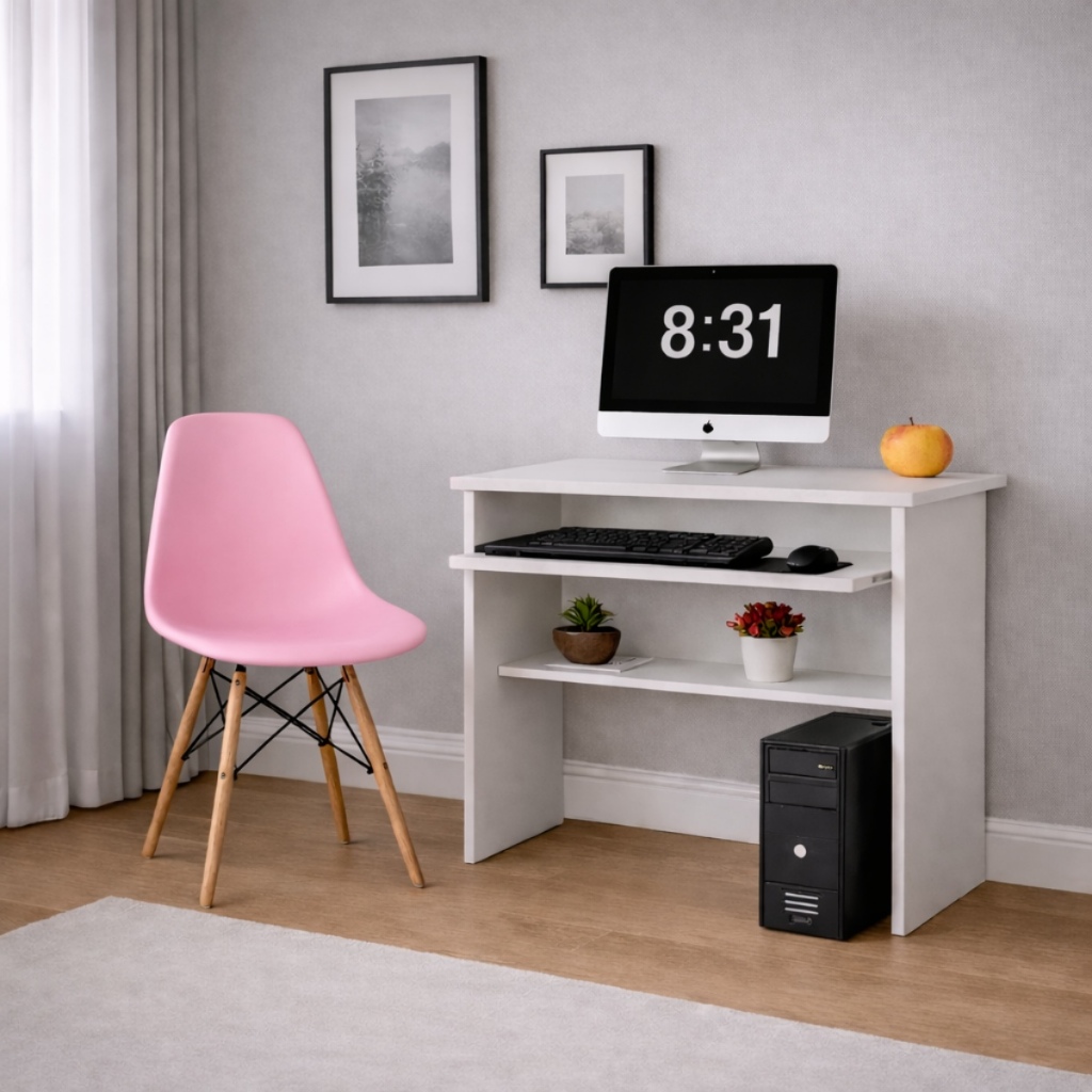 Mesa Computador Compacta Com Gaveta E Cadeira Conjunto Ideal Para Escritório E Home Office