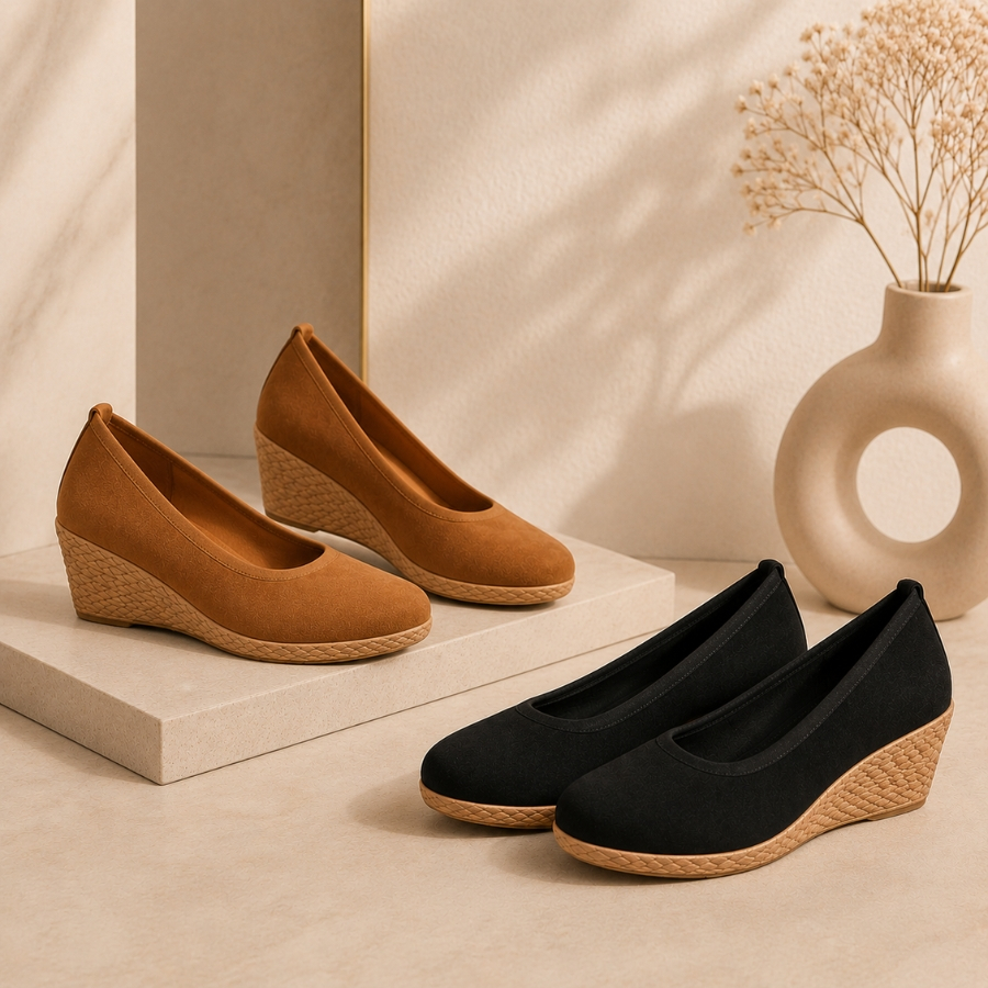 Kit 2 Pares Sandália Feminina Anabela Espadrille Confortável Casual Promoção Tamanco Scarpin Confortável