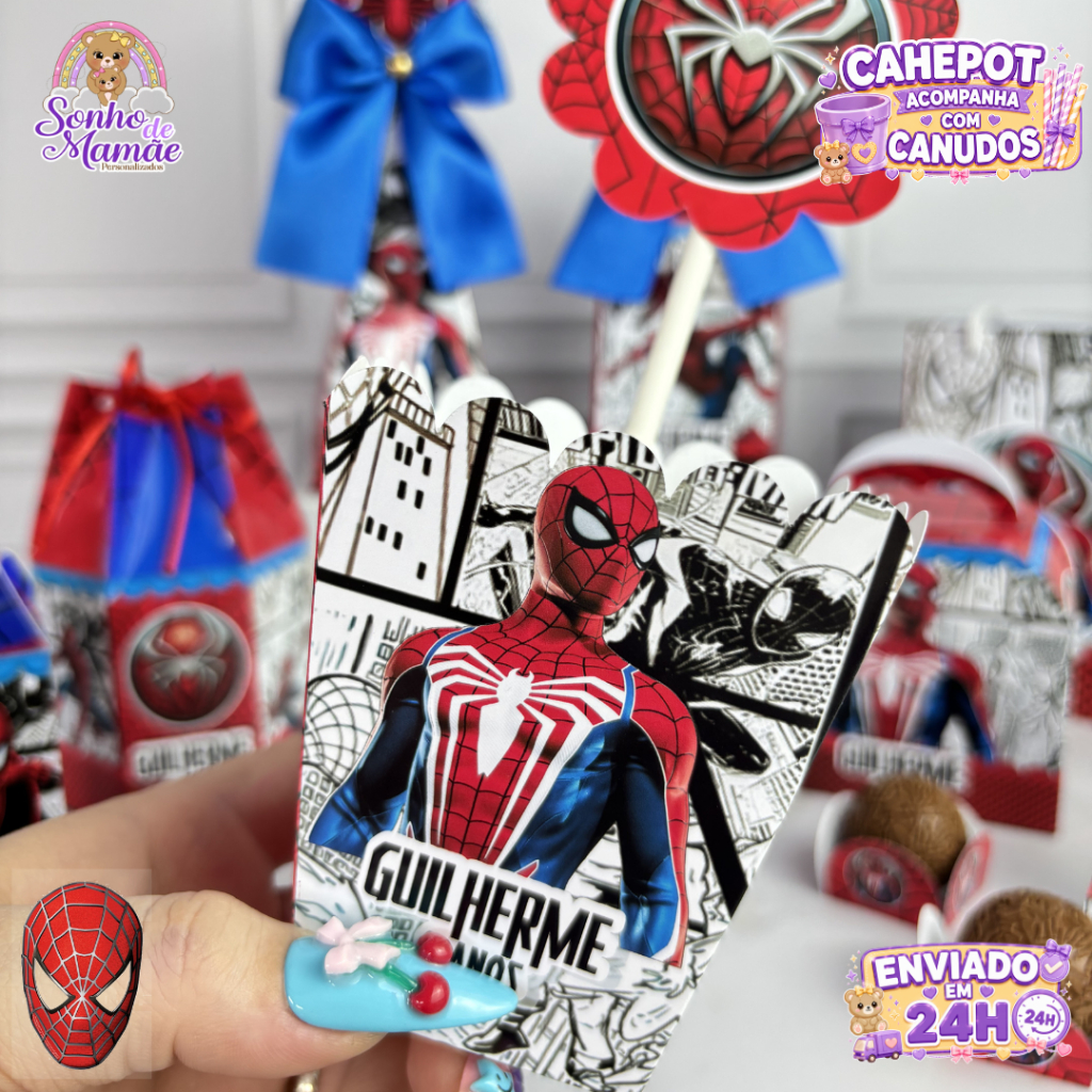 Cachepot Homem aranha/caixa personalizada de mesa homem aranha/ Lembrancinha de festa de aniversário homem aranha