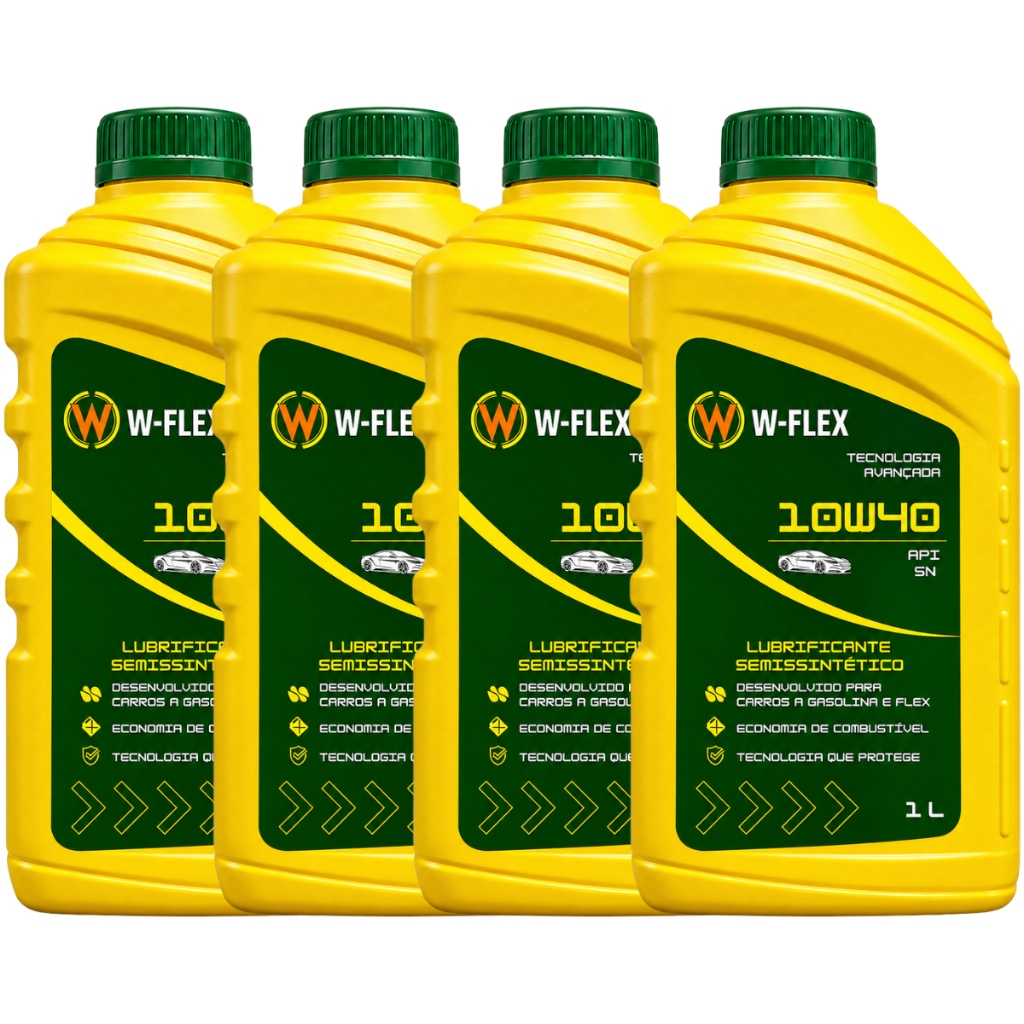 Kit 4 Óleo Motor W-Flex Sae 10w40 Api Sn Semi-sintético