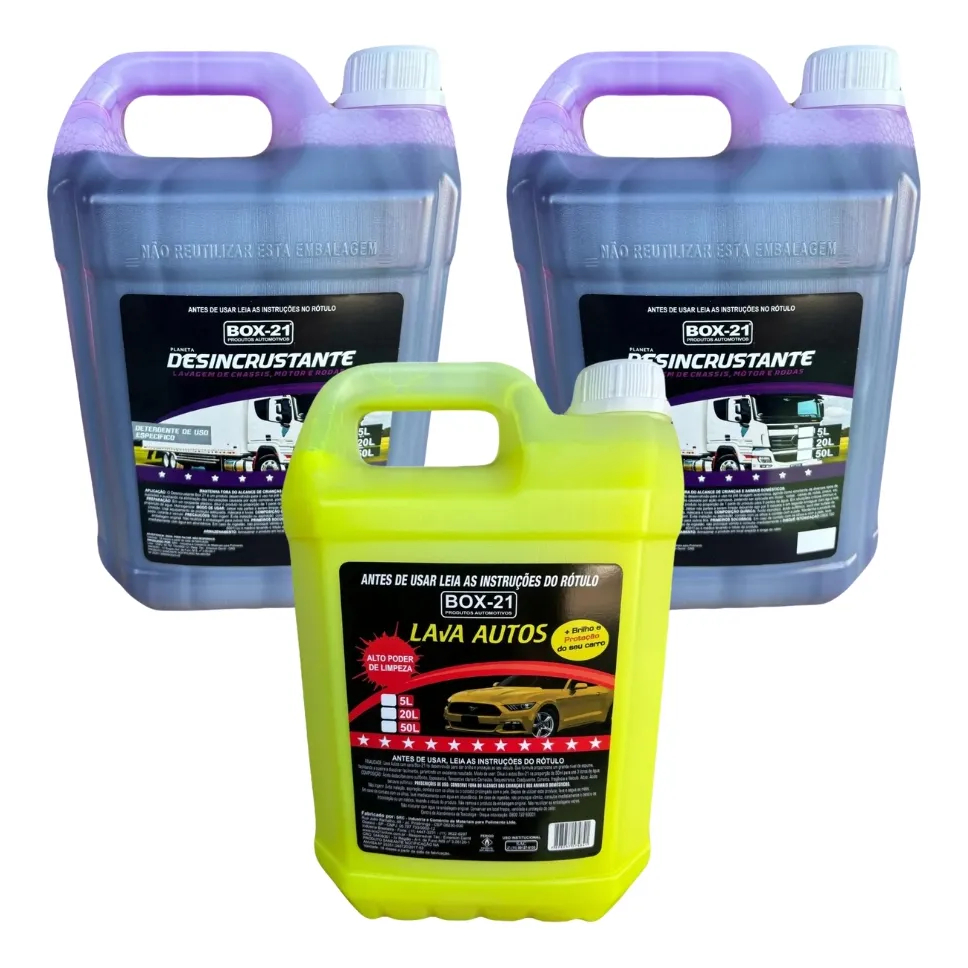 Kit Lava Rápido 2 Limpa Baú Alumínio + 1 Shampoo Automotivo Concentrado 5 Litros