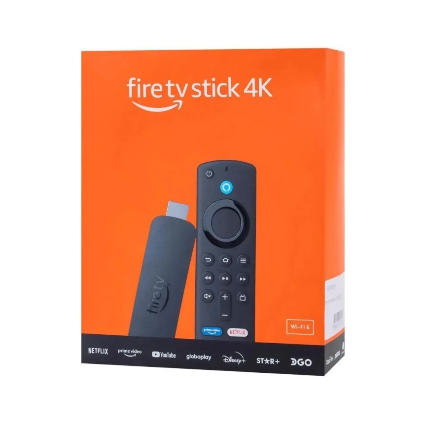 Novo Amazon Fire TV Stick 4K Ultra HD Com Alexa Comando de Voz Original - Preto