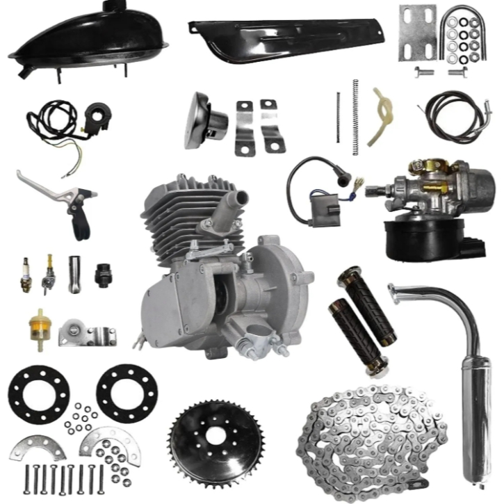 Kit Motor Bike 80CC 2T Preto Completo c/ CDI Carburador Corrente e Escapamento