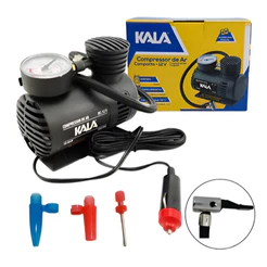 Compressor De Ar Compacto Kala 12V 250 PSI Portátil Com Manômetro e Adaptadores