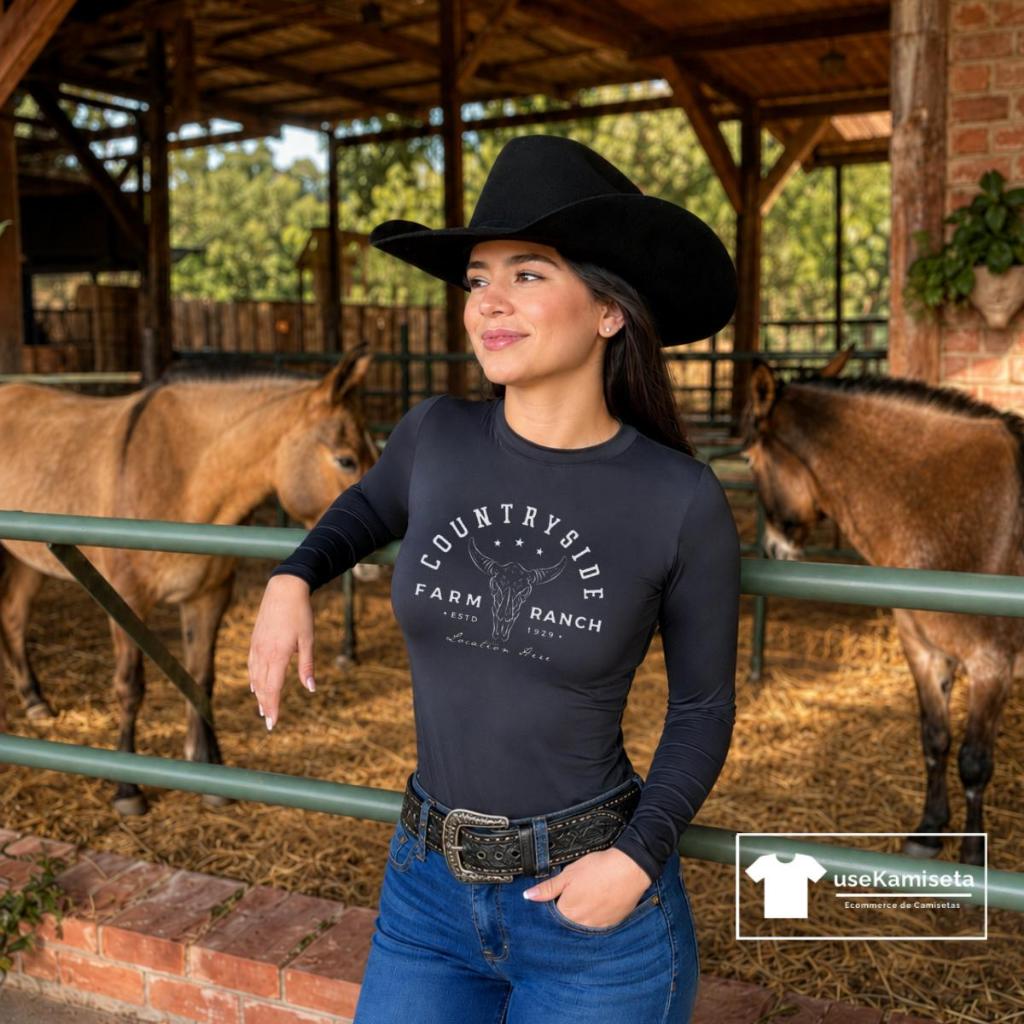 Camisa Uv Feminina Country Countryside Camisa Uv Manga Longa Proteção Térmica